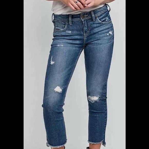 Silver Jean Avery Straight Indigo Crop Jeans 29 - Picture 4 of 8